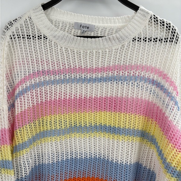 Fate VICI Collection Shades of Spring Knit Cotton Blend Striped Sweater Sz Small - Picture 14 of 15